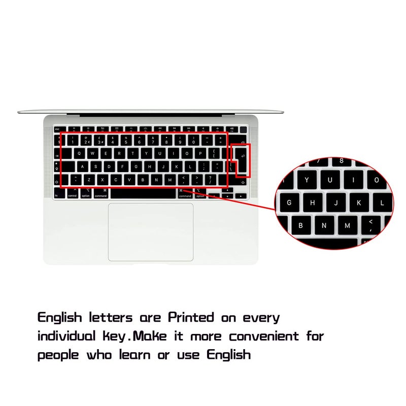 HRH Ultra Thin English Language Silicone Keyboard Cover Skin for MacBook Air 13 Inch 2020 with Touch ID (MODLE A2179 and A2337 M1 Chip,UK/EU Layout) Keyboard Accessories Protector - Image 1